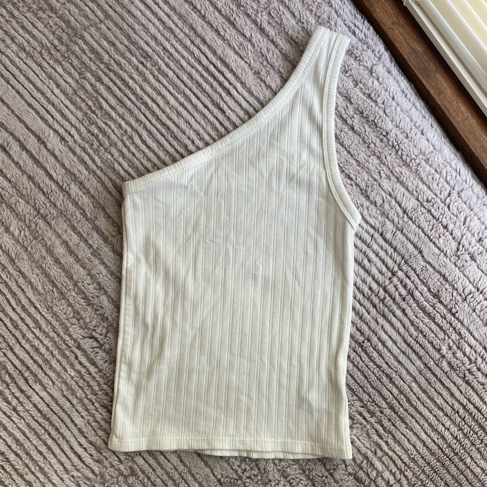 American Eagle one shoulder strap Size XS white rubbed crop top tank top small